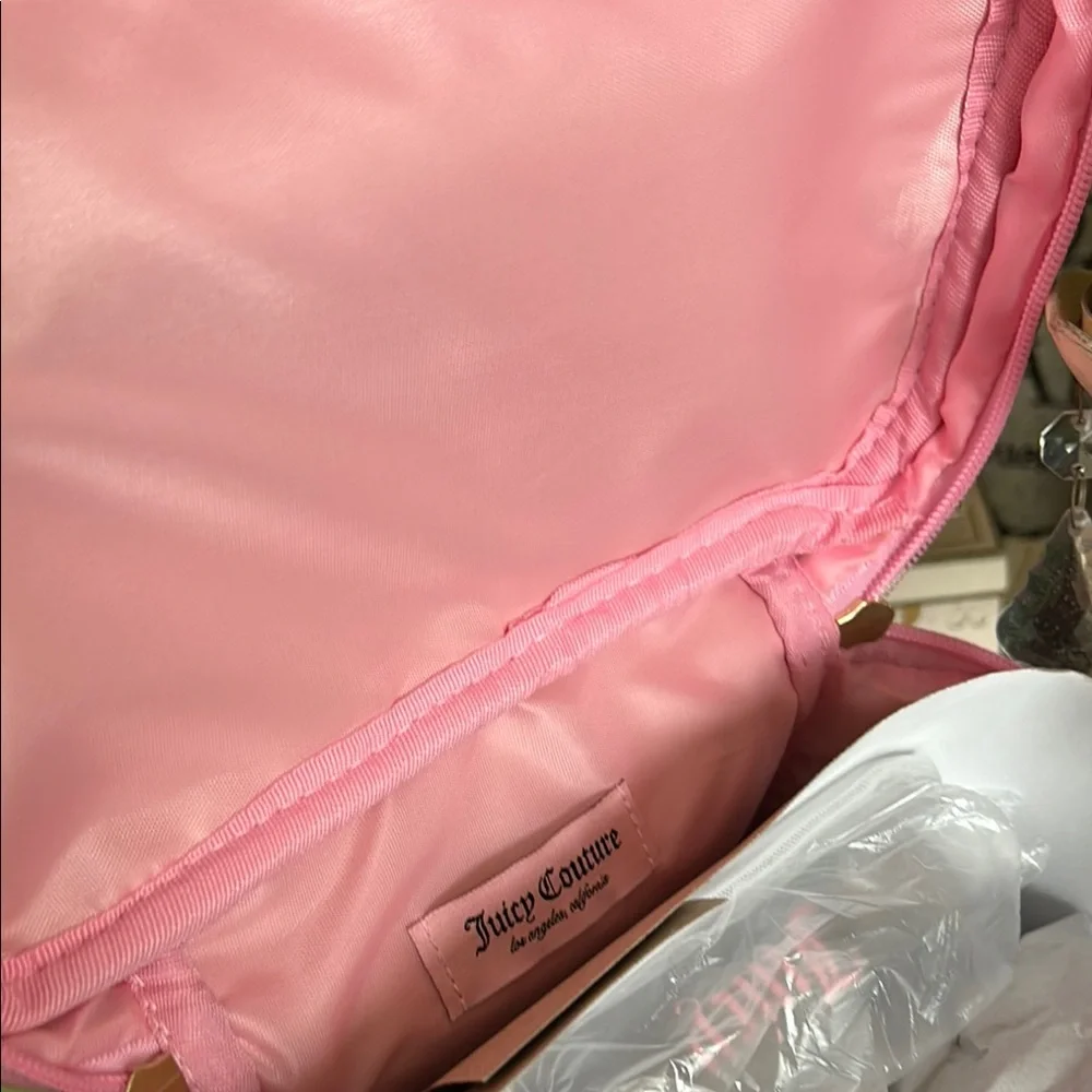 Juicy Couture Green and Pink Velour Cosmetic Case/Bag